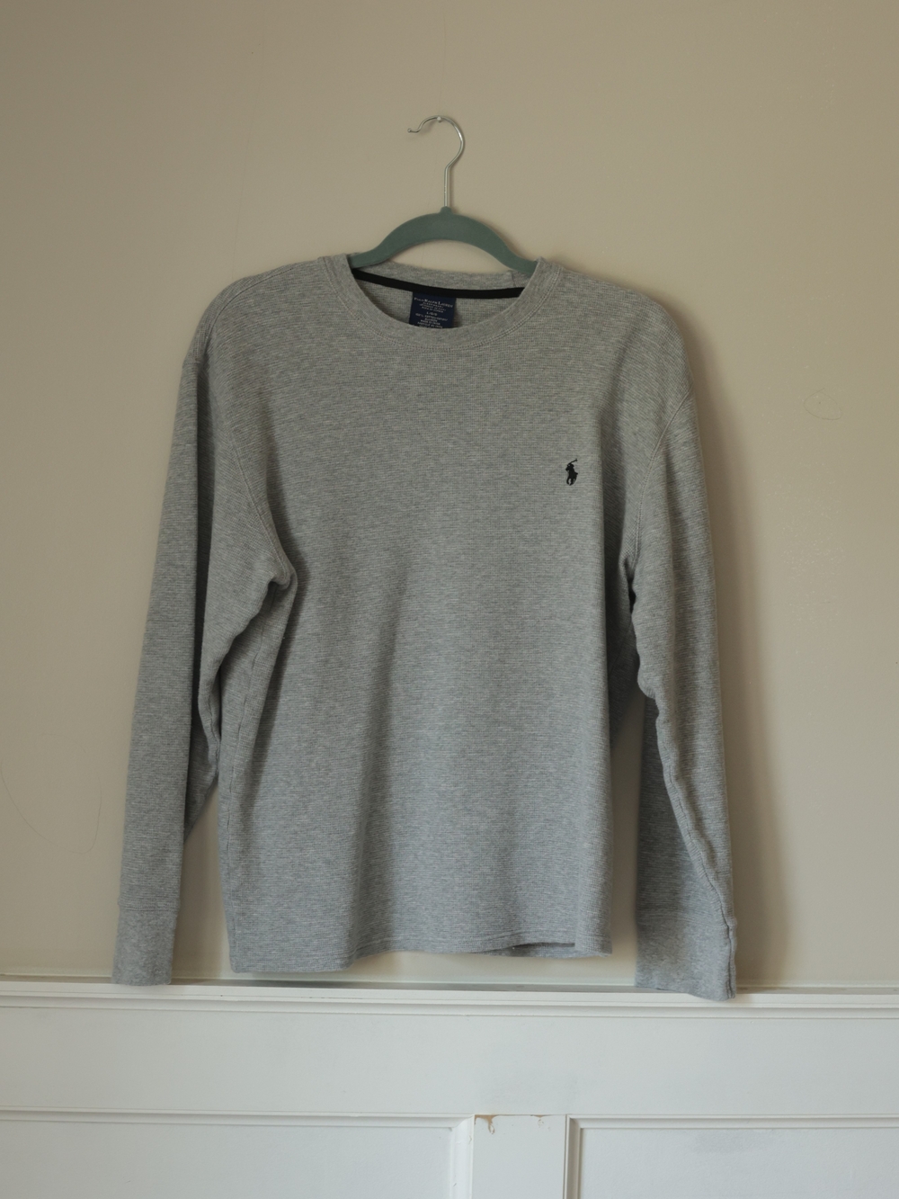 Ralph Lauren Men’s Crewneck Long-Sleeve Shirt — Light Gray